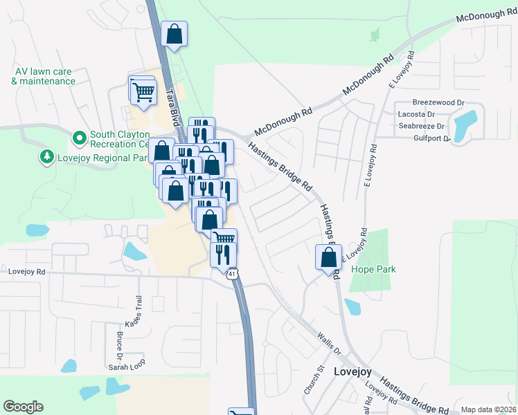 map of restaurants, bars, coffee shops, grocery stores, and more near 2414 Brianna Drive in Hampton