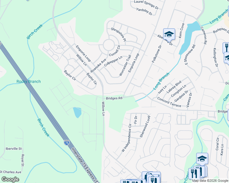 map of restaurants, bars, coffee shops, grocery stores, and more near 565 Emporia Loop in McDonough