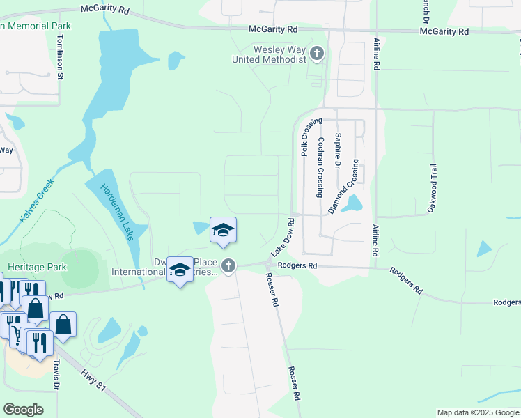 map of restaurants, bars, coffee shops, grocery stores, and more near 122 Delilah Street in McDonough