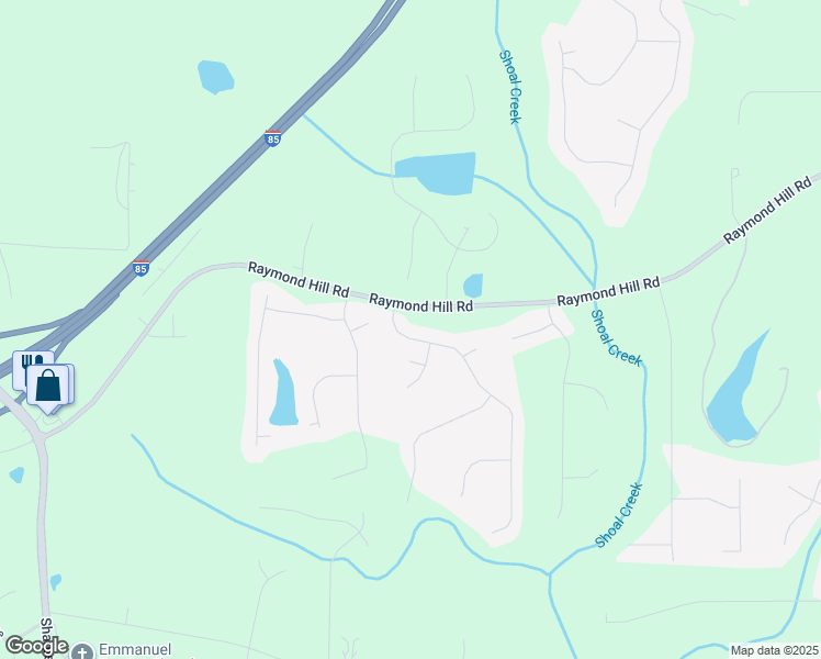 map of restaurants, bars, coffee shops, grocery stores, and more near 20 Richmond Place in Newnan