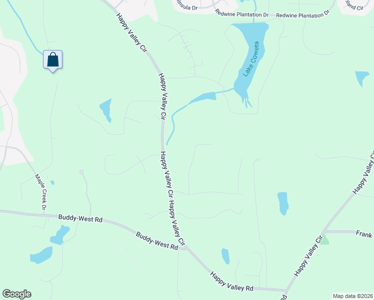 map of restaurants, bars, coffee shops, grocery stores, and more near 573 Happy Valley Circle in Newnan