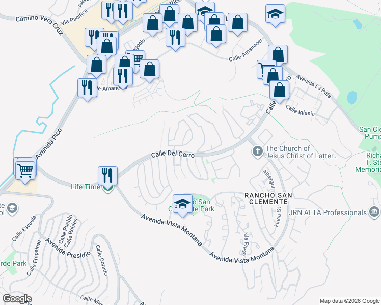 map of restaurants, bars, coffee shops, grocery stores, and more near 718 Via Otono in San Clemente