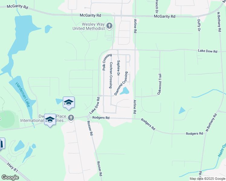 map of restaurants, bars, coffee shops, grocery stores, and more near 1317 Cochran Crossing in McDonough
