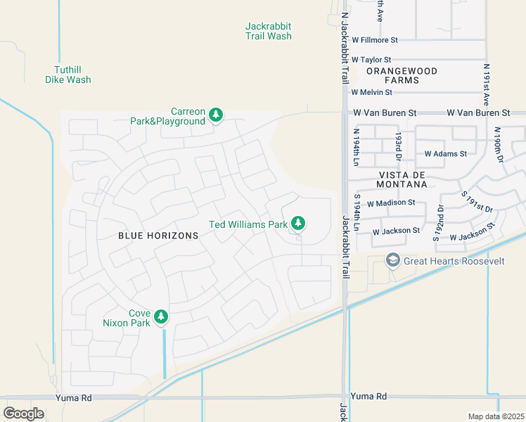 map of restaurants, bars, coffee shops, grocery stores, and more near 19721 West Morning Glory Street in Buckeye