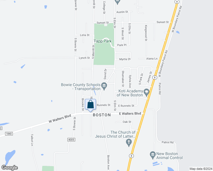 map of restaurants, bars, coffee shops, grocery stores, and more near 24 David Drive in New Boston