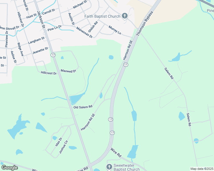 map of restaurants, bars, coffee shops, grocery stores, and more near 351 Harrison Road South in Thomson