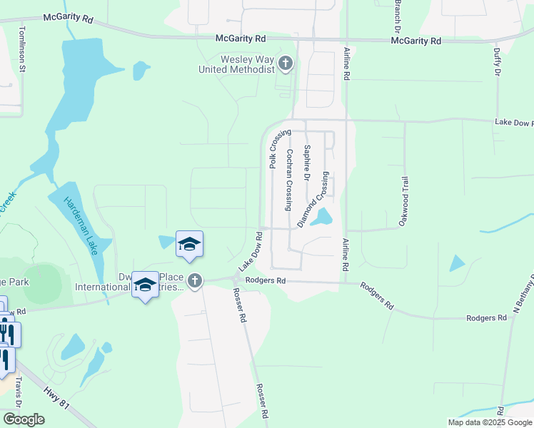 map of restaurants, bars, coffee shops, grocery stores, and more near 1207 Polk Crossing in McDonough