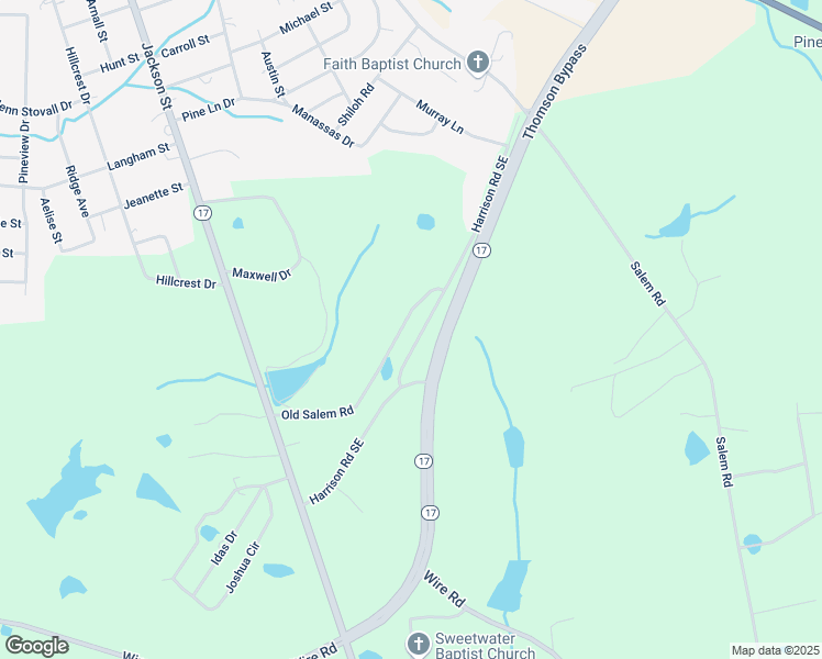 map of restaurants, bars, coffee shops, grocery stores, and more near 351 Harrison Road South in Thomson
