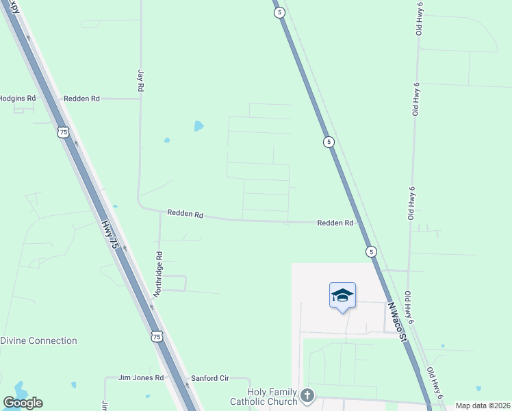 map of restaurants, bars, coffee shops, grocery stores, and more near 1076 Redden Road in Van Alstyne