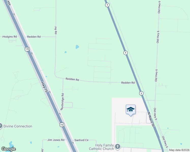 map of restaurants, bars, coffee shops, grocery stores, and more near 1076 Redden Road in Van Alstyne