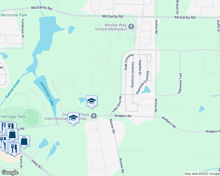 map of restaurants, bars, coffee shops, grocery stores, and more near 525 Elkwood Lane in McDonough
