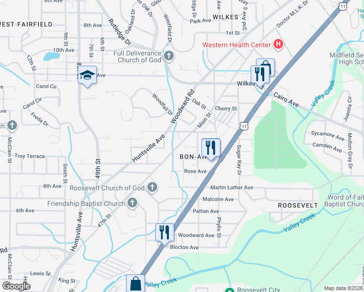 map of restaurants, bars, coffee shops, grocery stores, and more near 5305 Main Street in Brighton