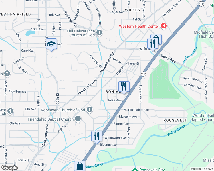 map of restaurants, bars, coffee shops, grocery stores, and more near 5305 Main Street in Brighton