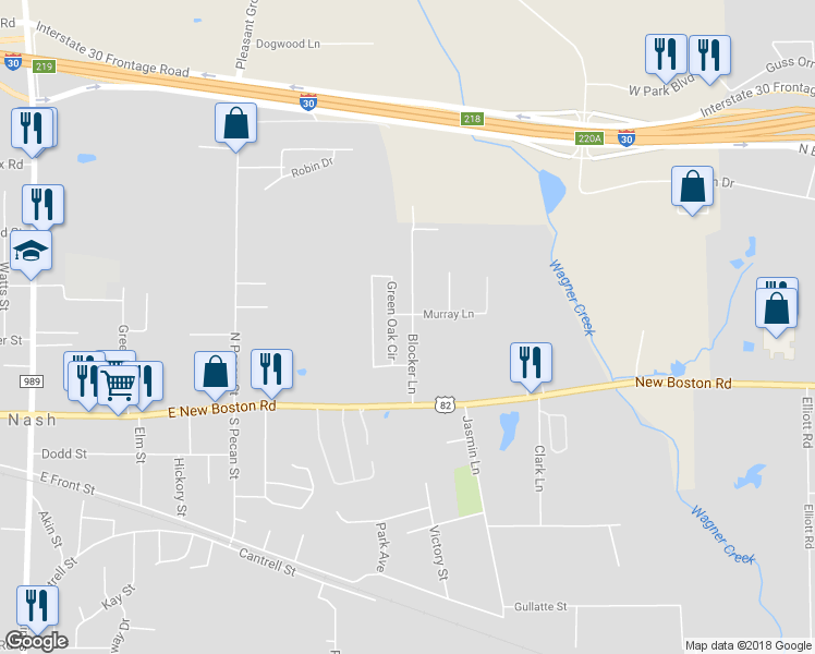 map of restaurants, bars, coffee shops, grocery stores, and more near 277 Blocker Lane in Nash