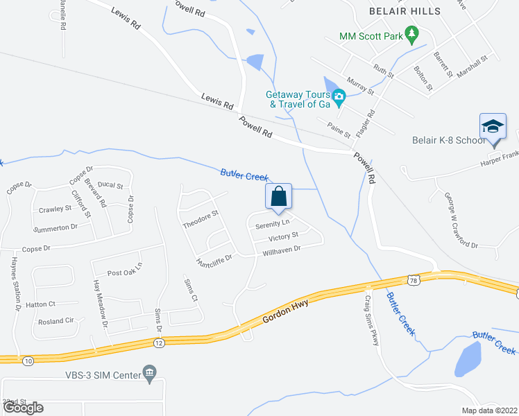 map of restaurants, bars, coffee shops, grocery stores, and more near 2069 Willhaven Drive in Augusta