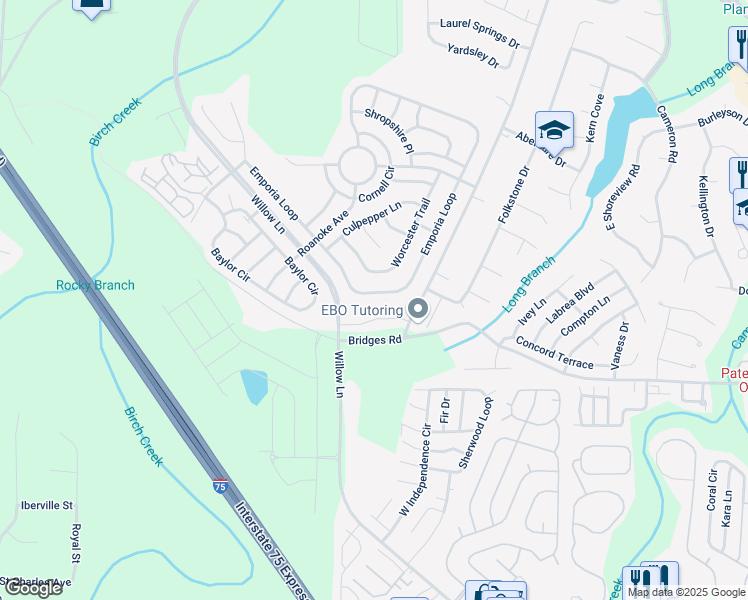 map of restaurants, bars, coffee shops, grocery stores, and more near 573 Emporia Loop in McDonough