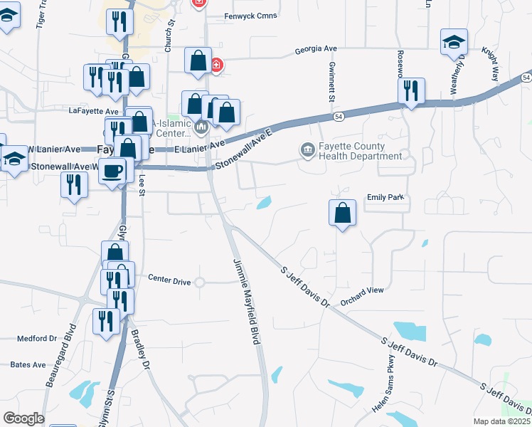 map of restaurants, bars, coffee shops, grocery stores, and more near 120 Meadowbrook Court in Fayetteville