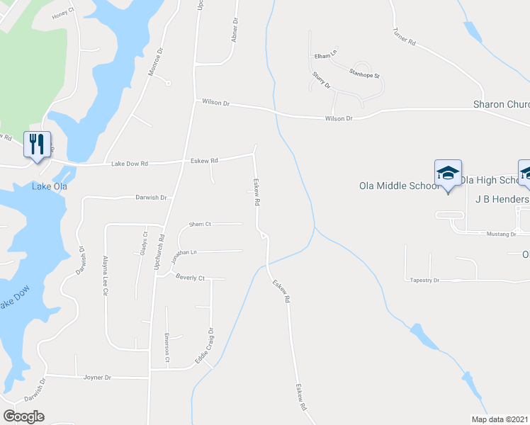 map of restaurants, bars, coffee shops, grocery stores, and more near 564 Eskew Road in McDonough