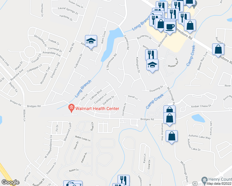map of restaurants, bars, coffee shops, grocery stores, and more near 441 Concord Terrace in McDonough