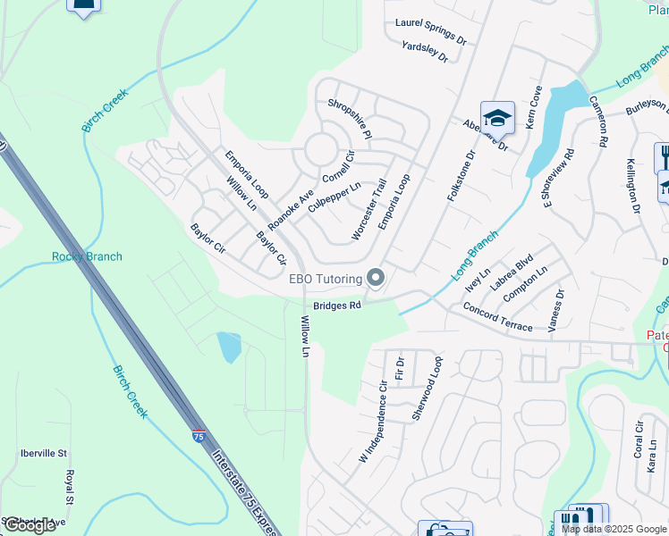 map of restaurants, bars, coffee shops, grocery stores, and more near 573 Emporia Loop in McDonough