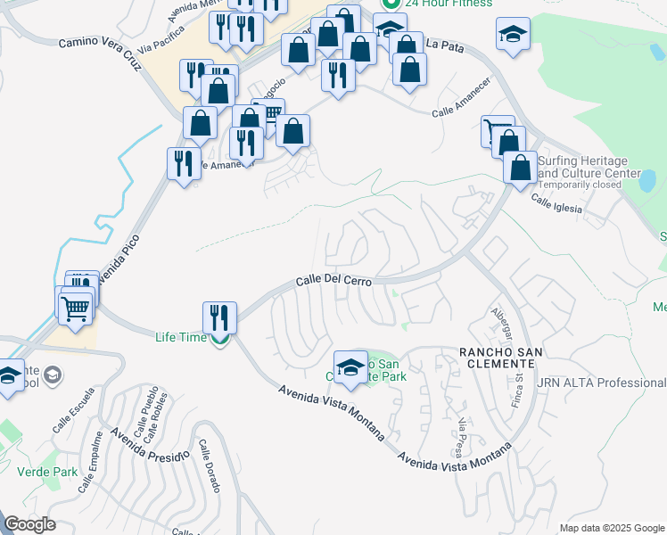 map of restaurants, bars, coffee shops, grocery stores, and more near 600 Via Otono in San Clemente