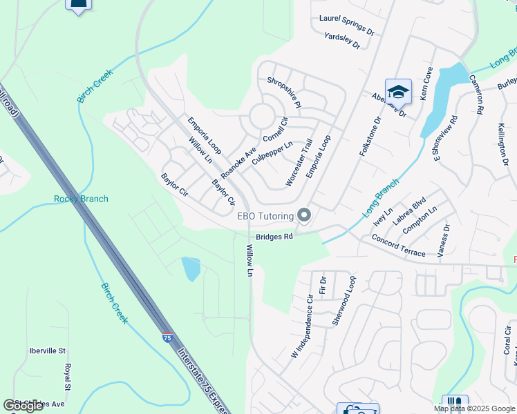 map of restaurants, bars, coffee shops, grocery stores, and more near 597 Emporia Loop in McDonough