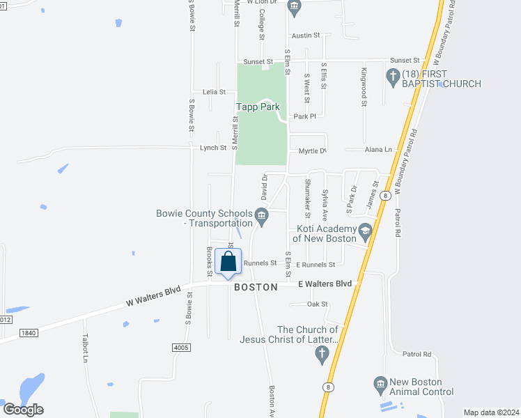 map of restaurants, bars, coffee shops, grocery stores, and more near 24 David Drive in New Boston