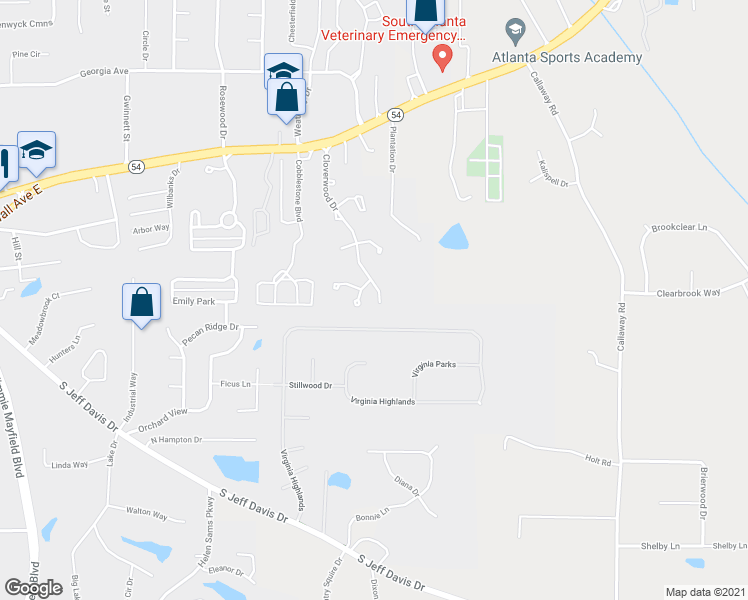 map of restaurants, bars, coffee shops, grocery stores, and more near 295 Cloverwood Drive in Fayetteville