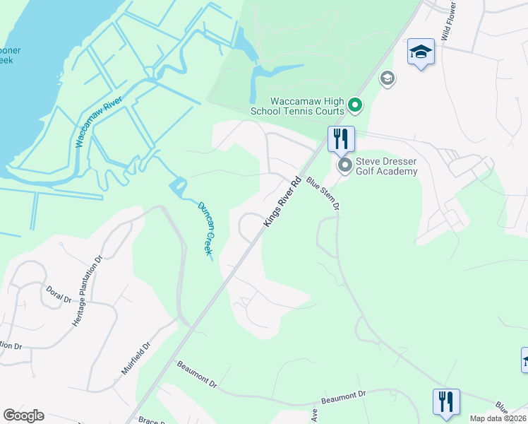 map of restaurants, bars, coffee shops, grocery stores, and more near 197 Berkshire Loop in Pawleys Island