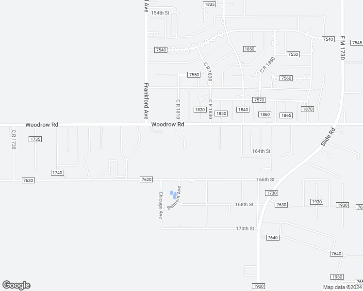 map of restaurants, bars, coffee shops, grocery stores, and more near 5631 Woodrow Road in Lubbock
