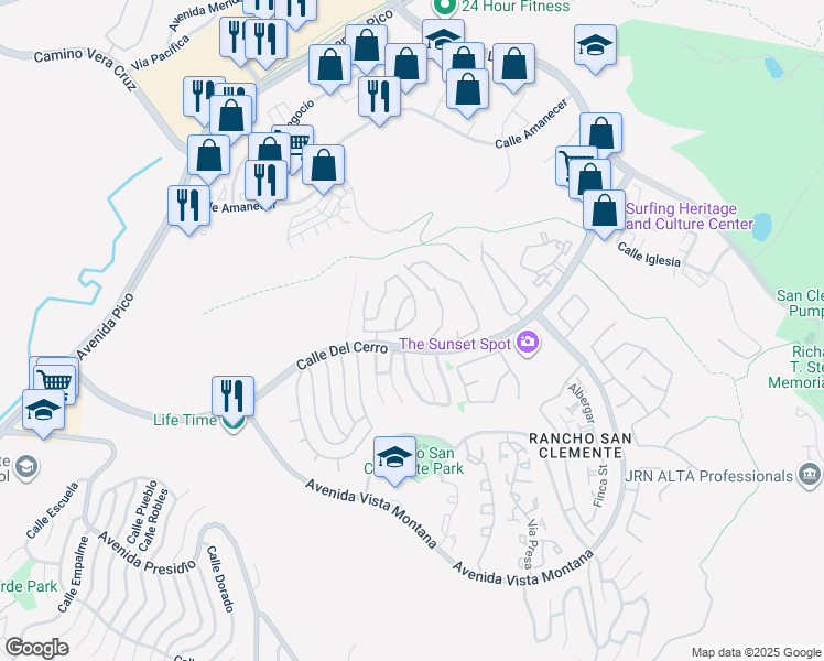map of restaurants, bars, coffee shops, grocery stores, and more near 718 Via Otono in San Clemente