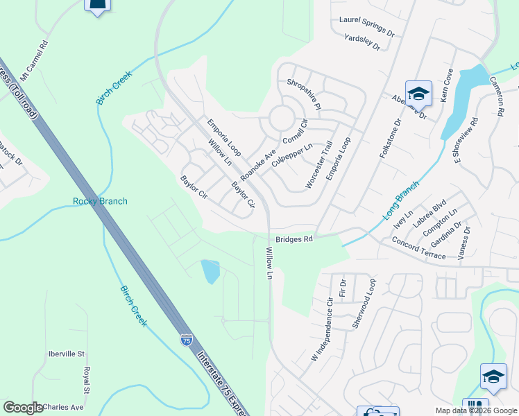 map of restaurants, bars, coffee shops, grocery stores, and more near 3321 Baylor Circle in McDonough
