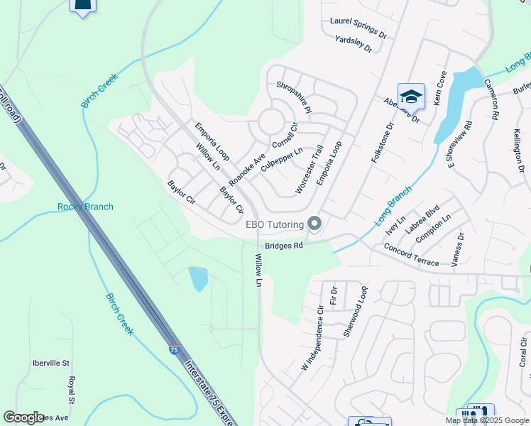 map of restaurants, bars, coffee shops, grocery stores, and more near 597 Emporia Loop in McDonough