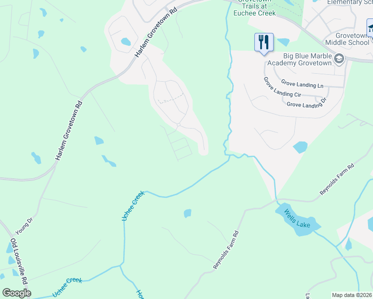 map of restaurants, bars, coffee shops, grocery stores, and more near 245 Caroleton Drive in Grovetown