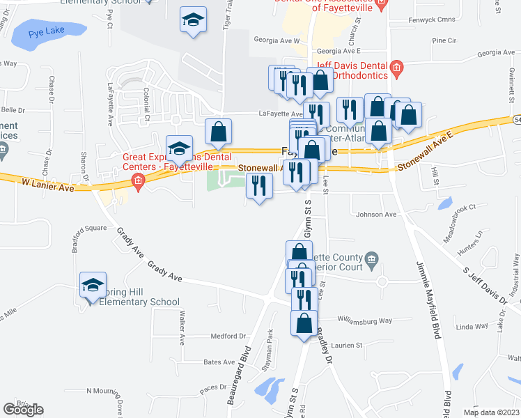 map of restaurants, bars, coffee shops, grocery stores, and more near 1841 Heritage Parkway in Fayetteville