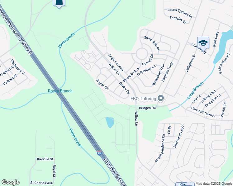 map of restaurants, bars, coffee shops, grocery stores, and more near 3259 Baylor Circle in McDonough