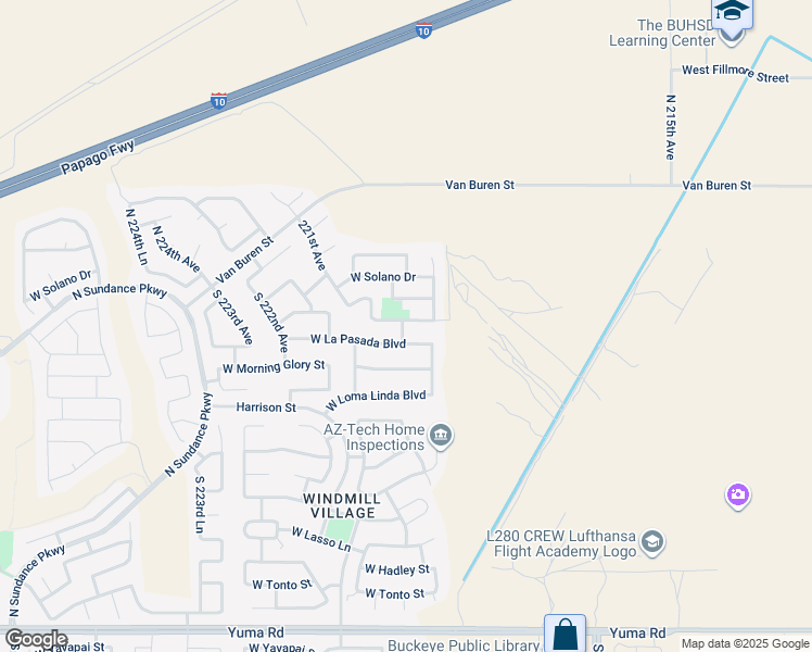 map of restaurants, bars, coffee shops, grocery stores, and more near 21983 West Gardenia Drive in Buckeye