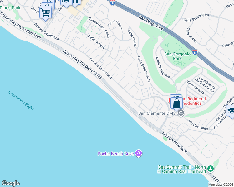 map of restaurants, bars, coffee shops, grocery stores, and more near 1700 Coast Highway in Dana Point