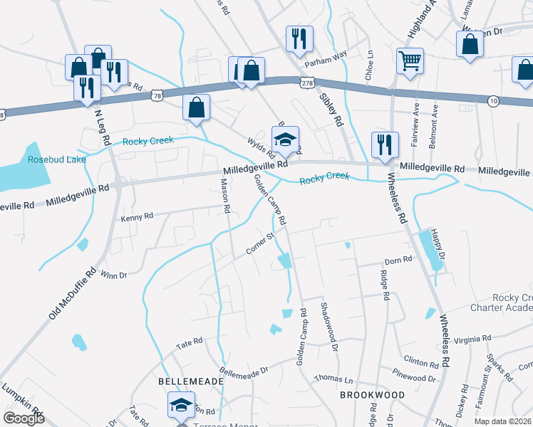 map of restaurants, bars, coffee shops, grocery stores, and more near 3137 Corner Street in Augusta