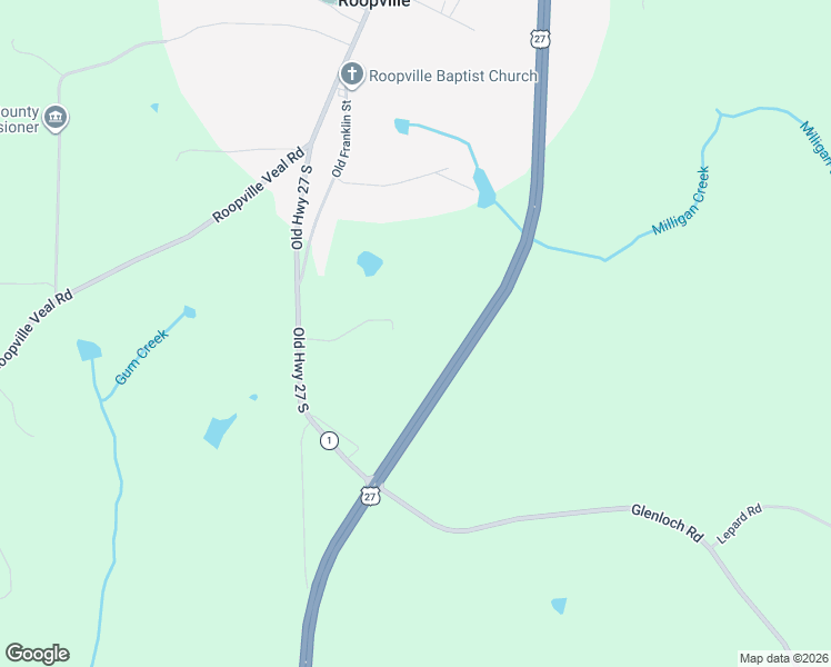 map of restaurants, bars, coffee shops, grocery stores, and more near 522 Old Highway 27 South in Roopville