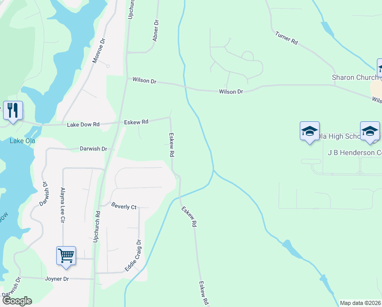 map of restaurants, bars, coffee shops, grocery stores, and more near 504 Eskew Road in McDonough