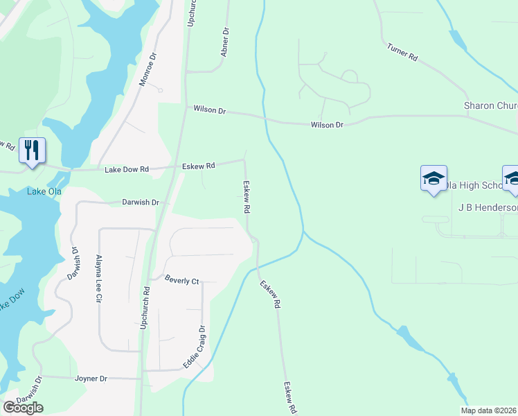 map of restaurants, bars, coffee shops, grocery stores, and more near 564 Eskew Road in McDonough