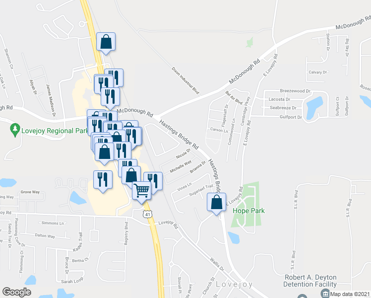 map of restaurants, bars, coffee shops, grocery stores, and more near 2255 Nicole Drive in Hampton