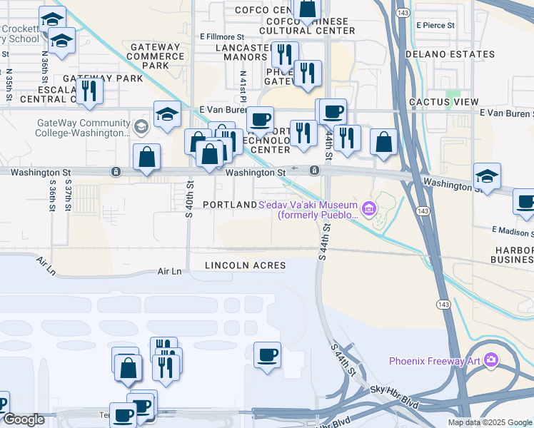 map of restaurants, bars, coffee shops, grocery stores, and more near 4127 East Madison Street in Phoenix