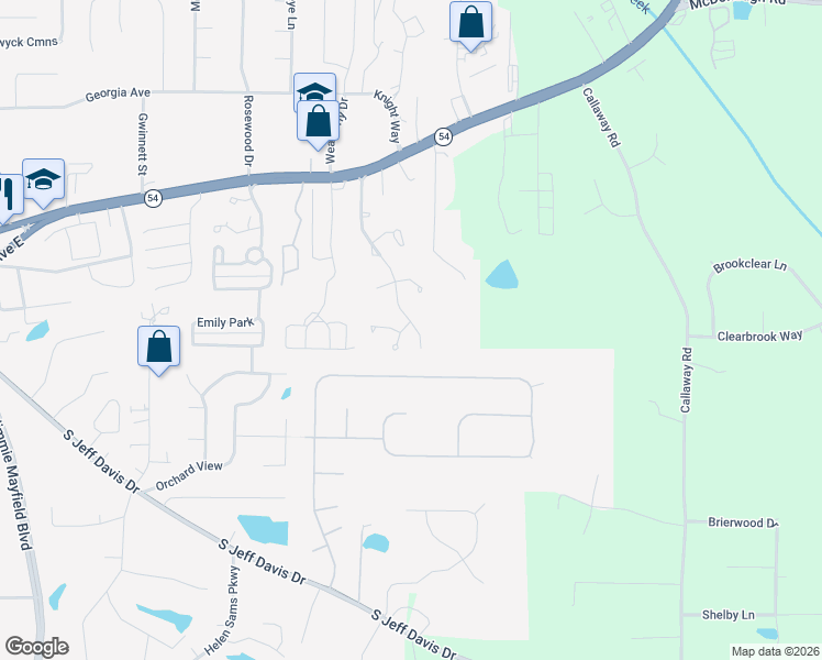 map of restaurants, bars, coffee shops, grocery stores, and more near 295 Cloverwood Drive in Fayetteville