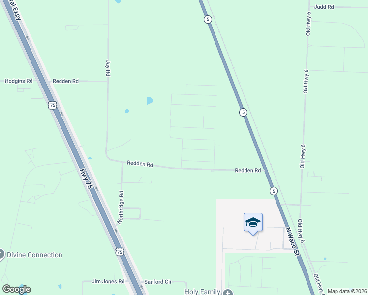 map of restaurants, bars, coffee shops, grocery stores, and more near 1076 Redden Road in Van Alstyne