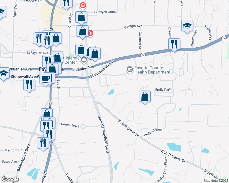 map of restaurants, bars, coffee shops, grocery stores, and more near 155 Meadowbrook Court in Fayetteville