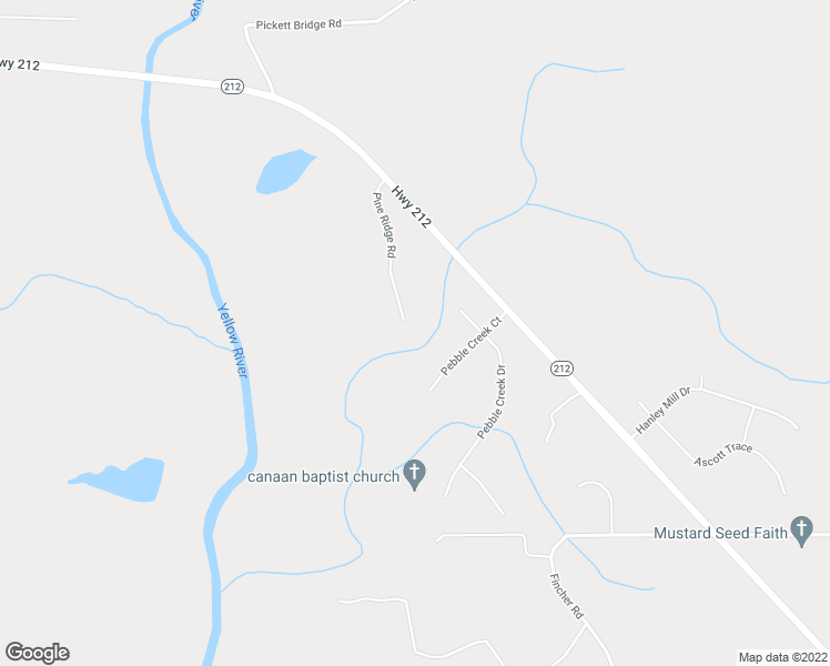 map of restaurants, bars, coffee shops, grocery stores, and more near 185 Pine Ridge Road in Covington