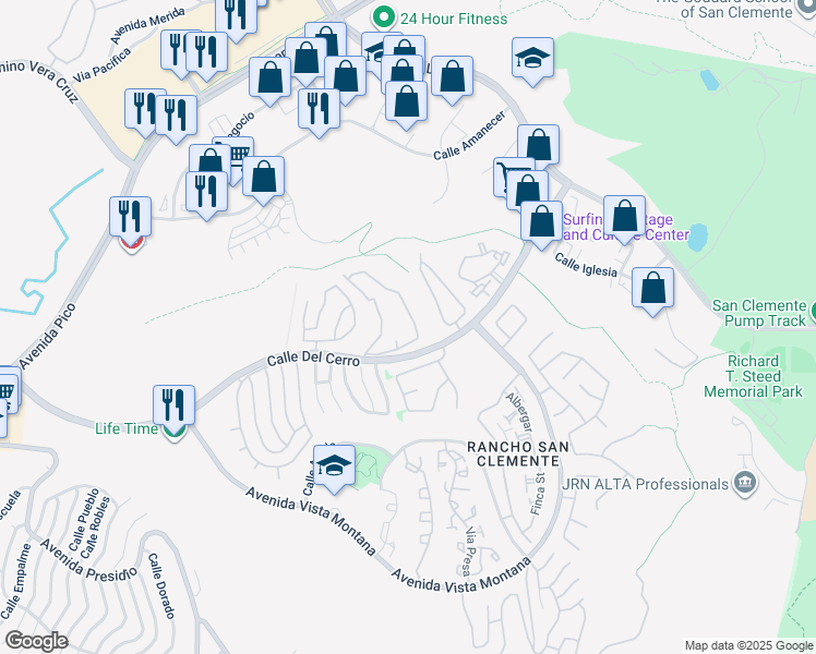 map of restaurants, bars, coffee shops, grocery stores, and more near 1048 Calle Del Cerro in San Clemente