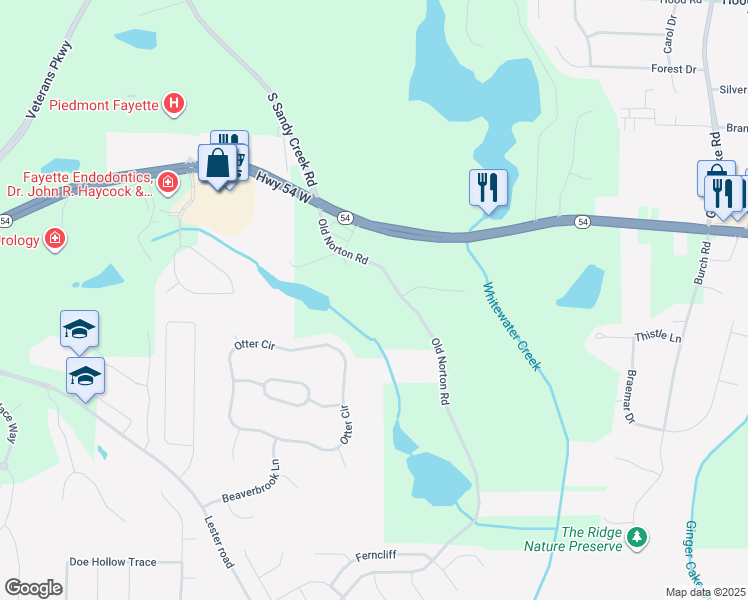 map of restaurants, bars, coffee shops, grocery stores, and more near 163 Old Norton Road in Fayetteville
